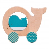 wooden push toy whale and calf PETIT COLLAGE