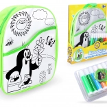 Coloring Backpack Mole with Green Background 30 cm + 8 Markers