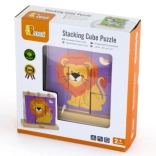 Viga slide-on safari blocks – wooden cubes for kids, 9 blocks