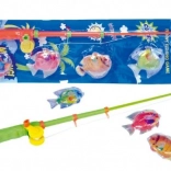 Magnetisches Angelspiel mit Plastikfischen und Angelrute