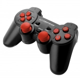 Wired gamepad for PS3 and PC with vibration – black‑red