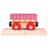 Pink BIGJIGS RAIL Wagon with Magnetic Couplers and 2 Wooden Track Pieces