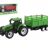Plastic tractor with trailer 21 cm, freewheel, 2 colors