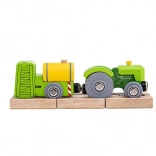 Bigjigs Rail tractor with trailer – green