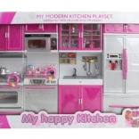 Kids’ modern play kitchen with battery accessories, 39 pieces