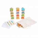 Lucy & Leo Little Friends – wooden balancing game with pattern cards, 33 pieces