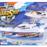 Floating plastic battery-powered boat