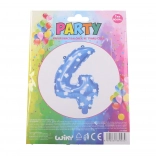Inflatable number 4 balloon, blue with stars