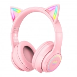casque de jeu sans fil avec oreilles de chat Onikuma B90 rose