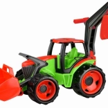 Lena tractor met shovel en graafarm – groen‑rood