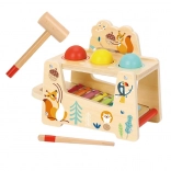 Wooden 2-in-1 pounding bench with xylophone – TOOKY TOY