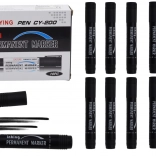 Set of Waterproof Permanent Markers, Black, 10 pcs