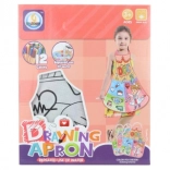 Painting apron for kids with washable surface and 12 markers