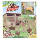 Foldable plastic horse stable with figurine
