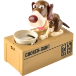 Interactive coin bank dog eating coins CHOKEN-BAKO, brown