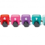 CUBIKA colorful caterpillar with numbers – wooden magnetic puzzle, 10 pieces