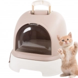 Enclosed cat litter box with pull-out tray and filter