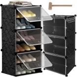 Modular shoe cabinet with 6 levels with doors and coat rack