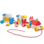 Bigjigs Baby wooden pull-along train with stacking blocks