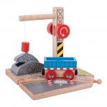 Wooden toy crane with wagon Bigjigs Rail for children