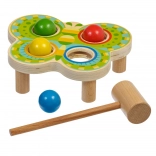 Wooden Hammering Toy Butterfly with 4 Colorful Balls