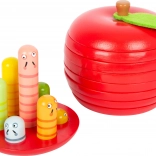 Apple stacking puzzle with little worms