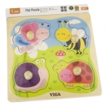 Viga wooden peg puzzle Meadow animals with knobs