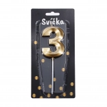 Party candle number 3 Gold