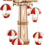 wooden 3D puzzle music box – parachute carousel with LED lighting