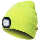 Chapeau d'hiver à double couche avec lampe LED USB - Jaune
