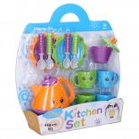 Colorful tea set with faces for children