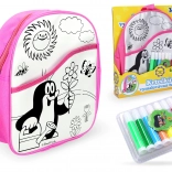 Coloring Backpack Pink with Little Mole, 30 cm and 8 Markers