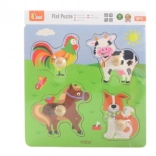 Wooden peg puzzle with farm animals