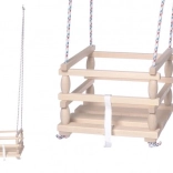 Children's Wooden Swing with Safety Barrier