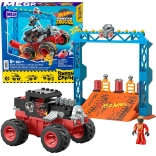 HOT WHEELS Mega Bone Shaker Crush Course Construction Set – monster truck with ramp, 151 pieces