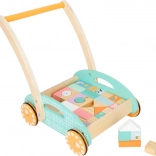 Small Foot chariot en bois avec cubes pastel