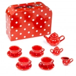 Red Polka-Dot Tea Set BIGJIGS TOYS for Children