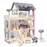 Maison de poupées en MDF, noire, 78 cm avec éclairage LED