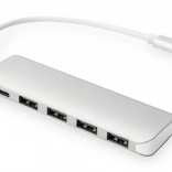 USB‑C‑Hub 4× USB 3.0 mit Power Delivery, aus Aluminium